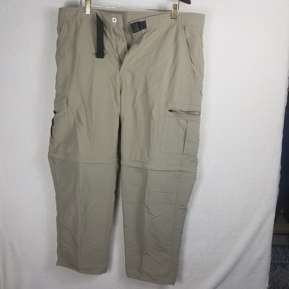 NordicTrack Convertible Cargo Pants Mens 40x30 Khaki Excellent Zip Off Hiking